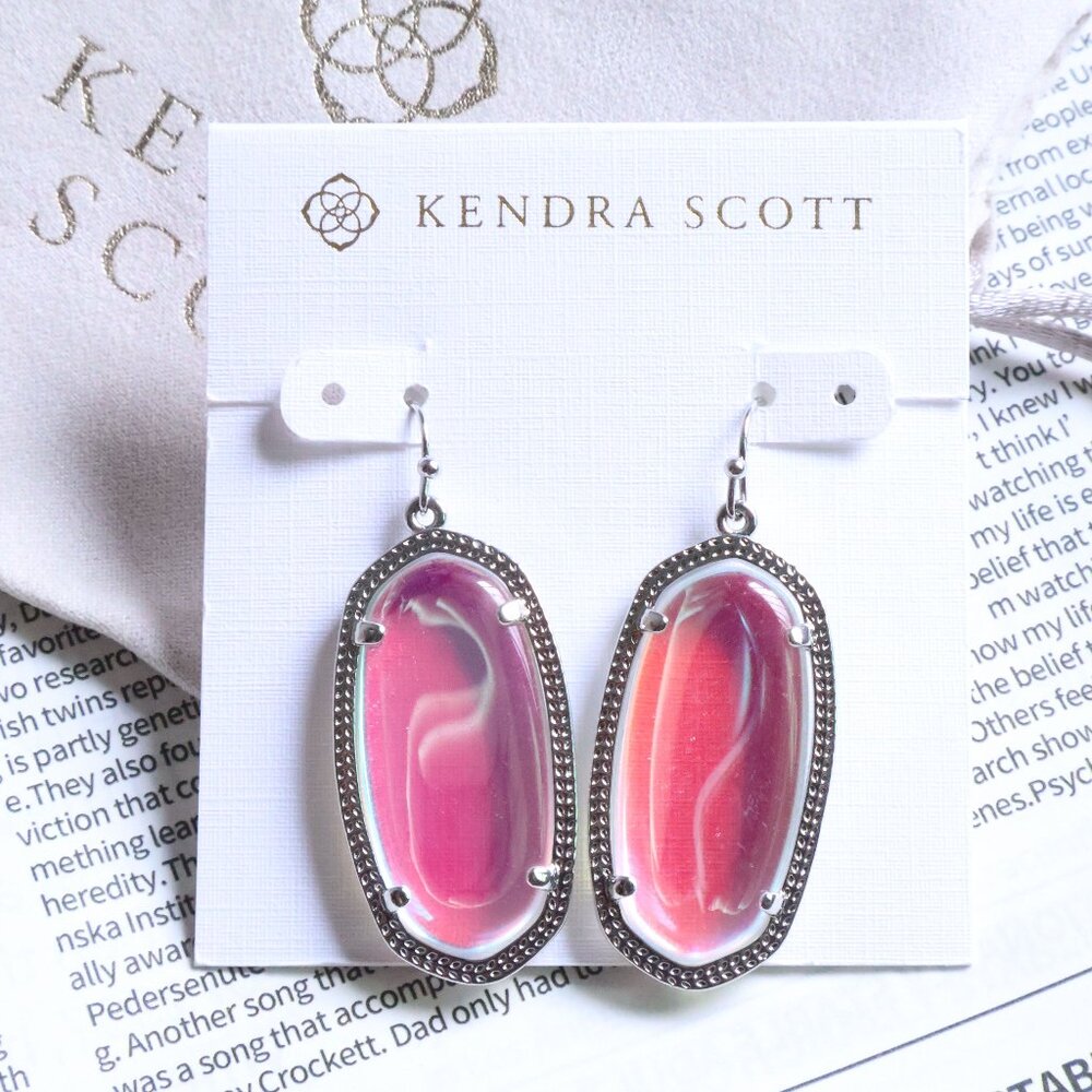 Kendra Scott Elle Silver Dichroic Glass Earrings